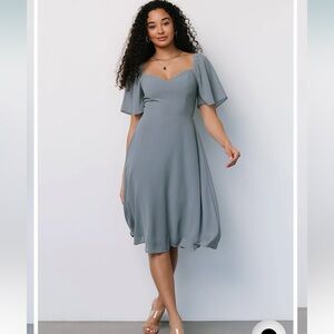 Colette Sweetheart Midi Dress in Dusty Blue